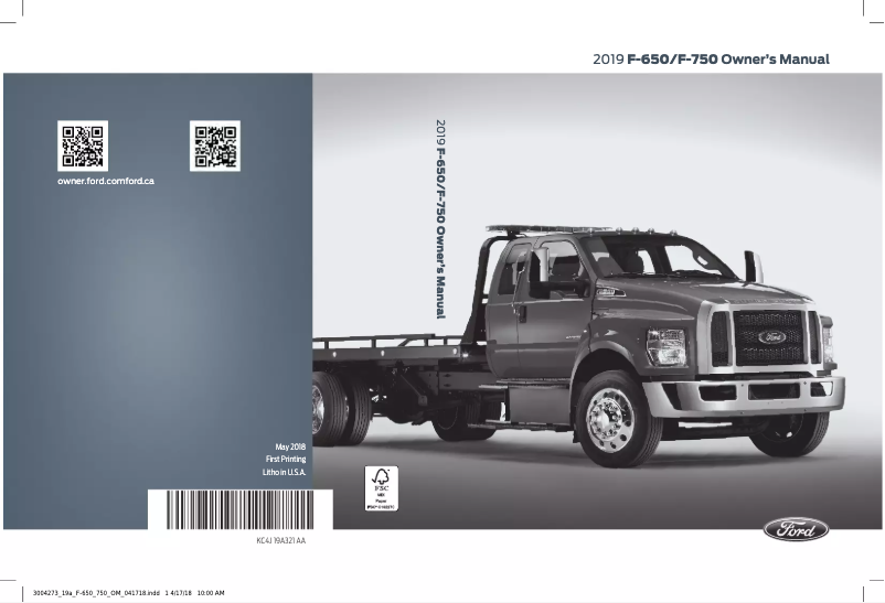 Page 1 de la notice Manuel utilisateur Ford F-750 (2019)