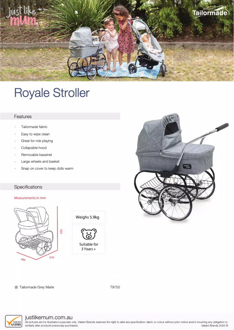 Page 1 de la notice Manuel utilisateur Valco Baby Royale Doll