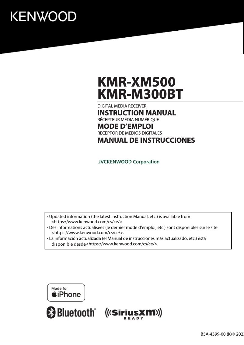 Page n°1 - Manuel utilisateur Kenwood KMR-XM500