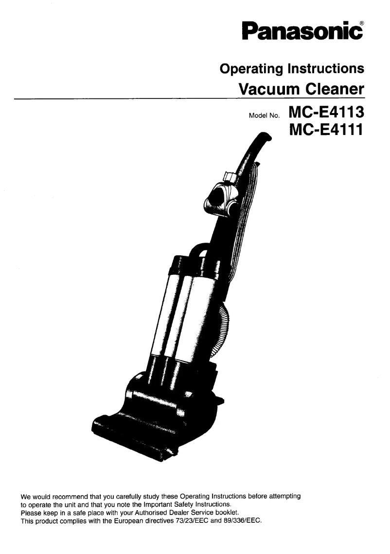 Page n°1 - Manuel utilisateur Panasonic MC-E4111