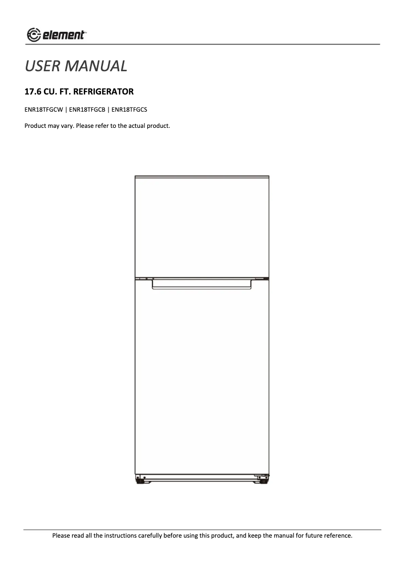 Page 1 of the manual User Manual Element ENR18TFGC