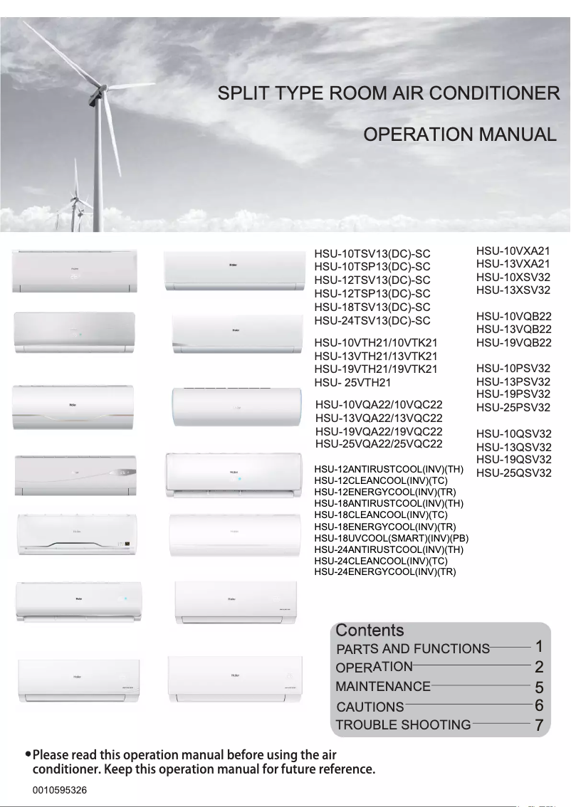 Page 1 de la notice Manuel utilisateur Haier HSU-10VQC22