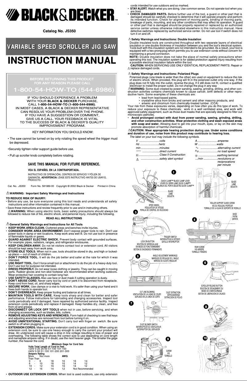Page n°1 - Manuel utilisateur Black & Decker JS350K