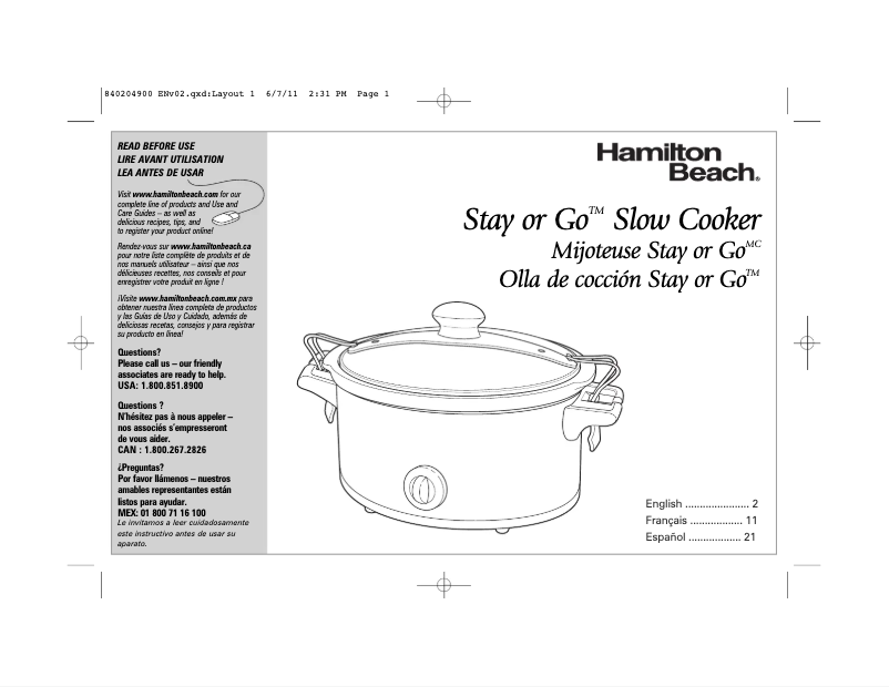 Page 1 de la notice Manuel utilisateur Hamilton Beach 33266