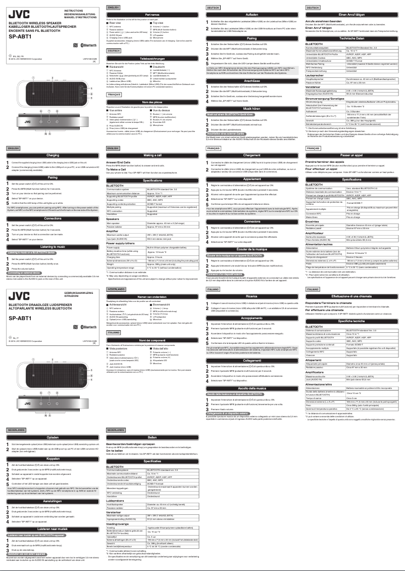 Page n°1 - Manuel utilisateur JVC SP-ABT1