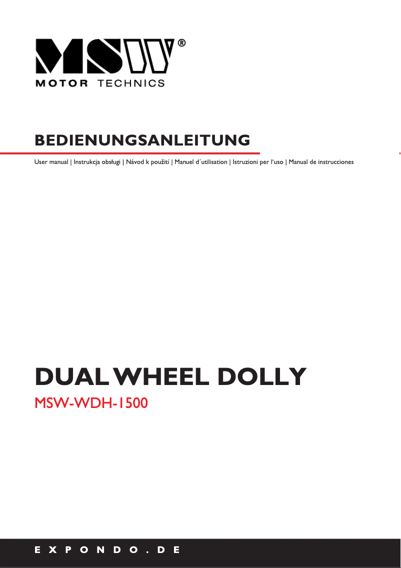 Image de la première page du manuel de l'appareil MSW-WDH-1500