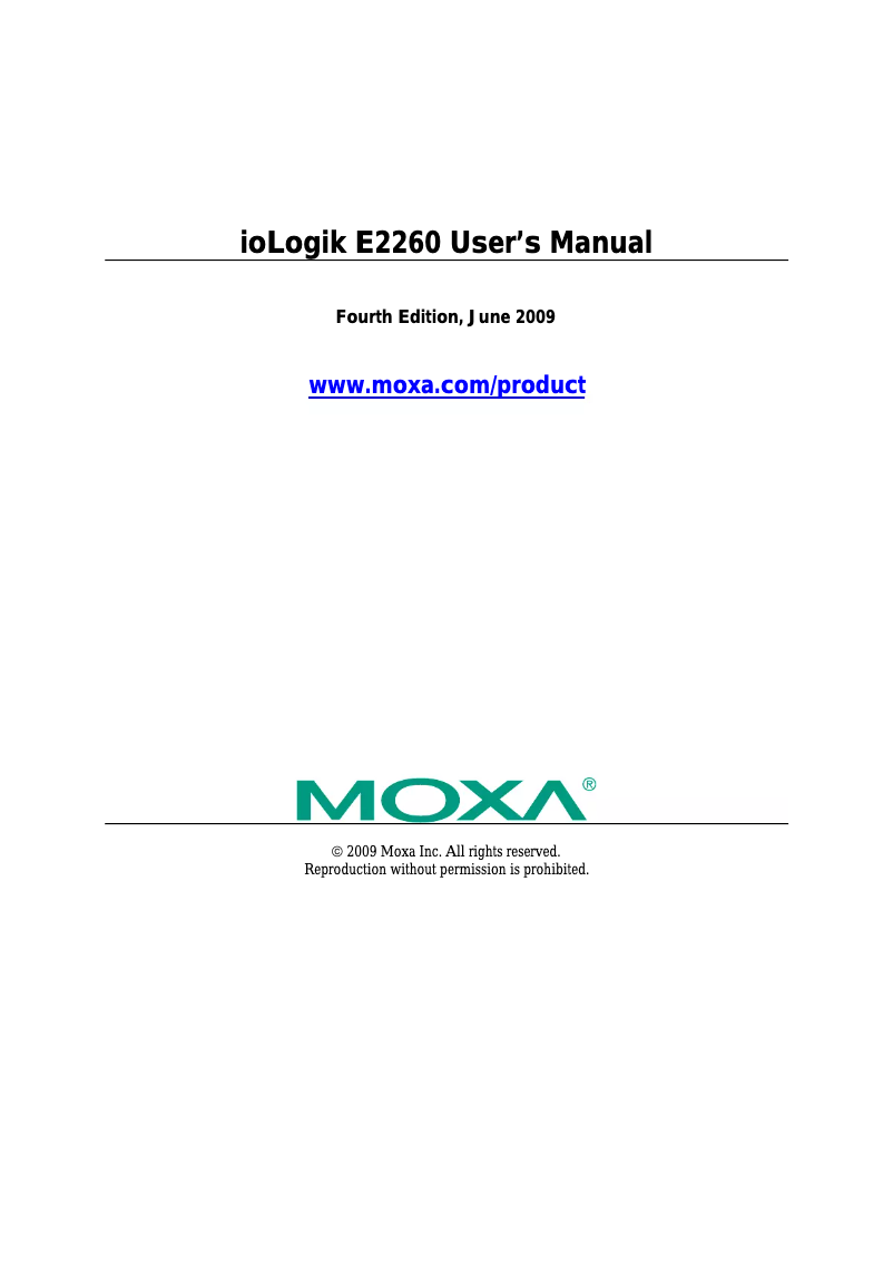 Page 1 de la notice Manuel utilisateur Moxa ioLogik E2260