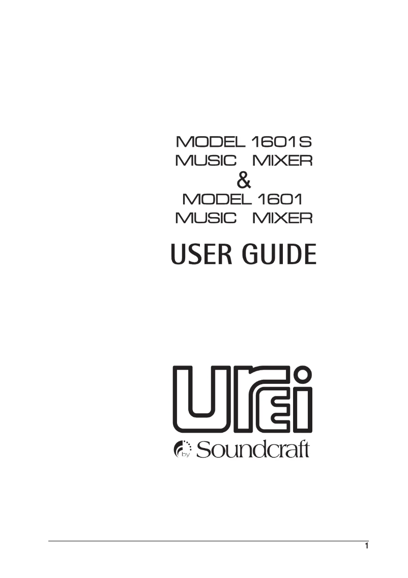 Page 1 de la notice Manuel utilisateur Soundcraft UREI 1601S