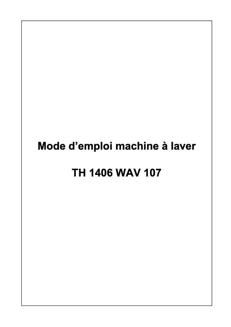 Page n°1 - Manuel utilisateur Bellavita TH 1406 WAV 107