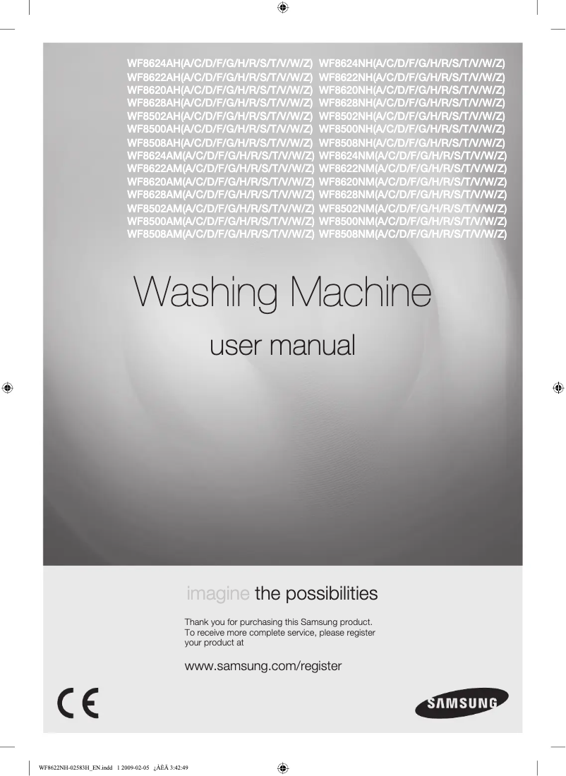 Page 1 de la notice Manuel utilisateur Samsung WF8500NMW