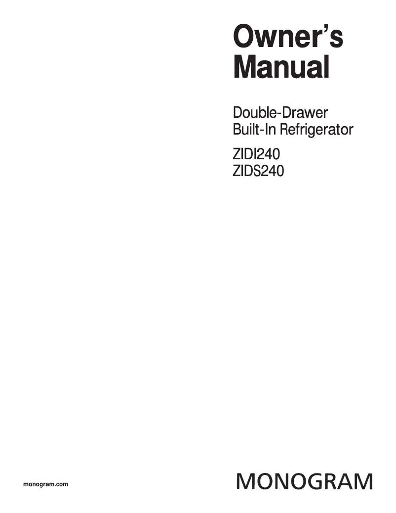 Image de la première page du manuel de l'appareil ZIDI240BII