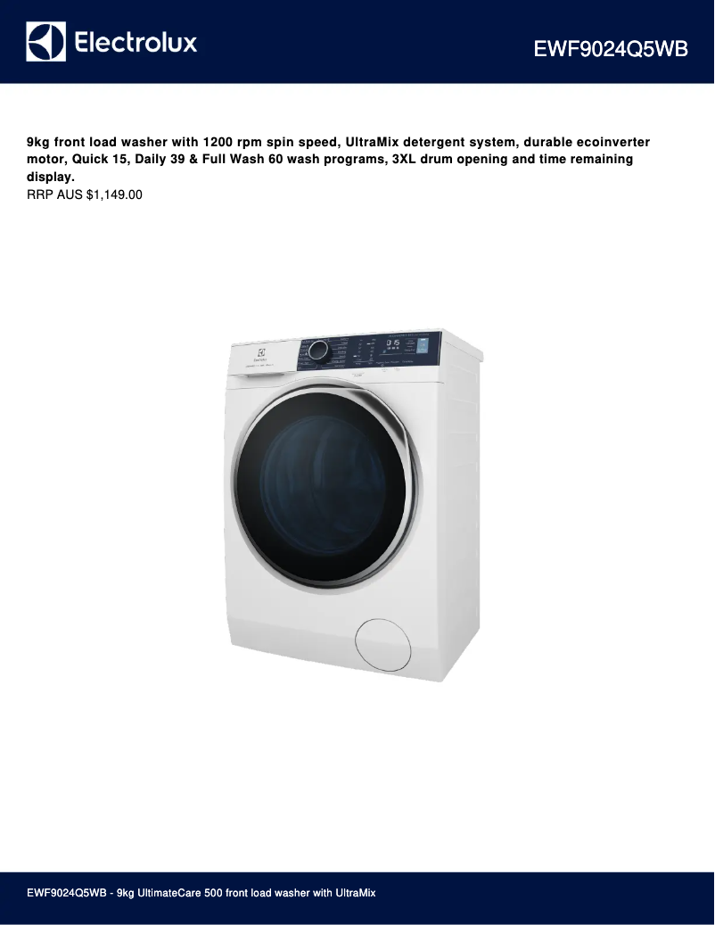 Image de la première page du manuel de l'appareil EWF9024Q5WB