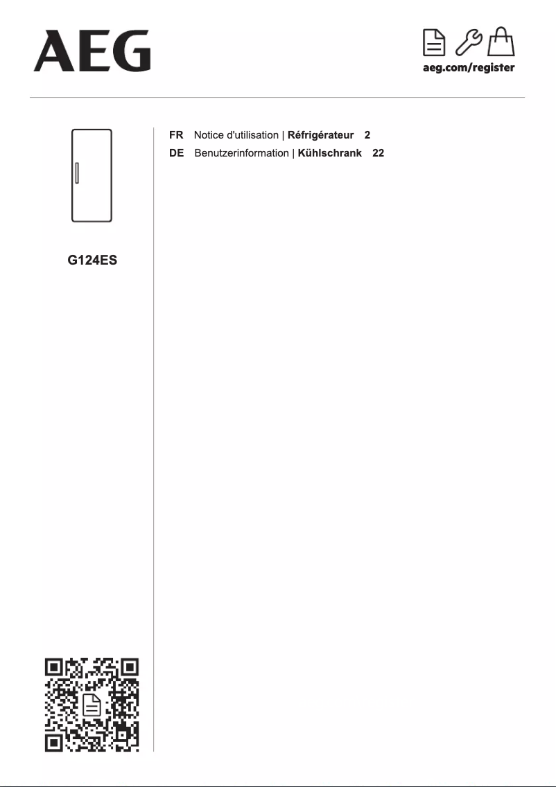 Page 1 de la notice Manuel utilisateur AEG G124ES