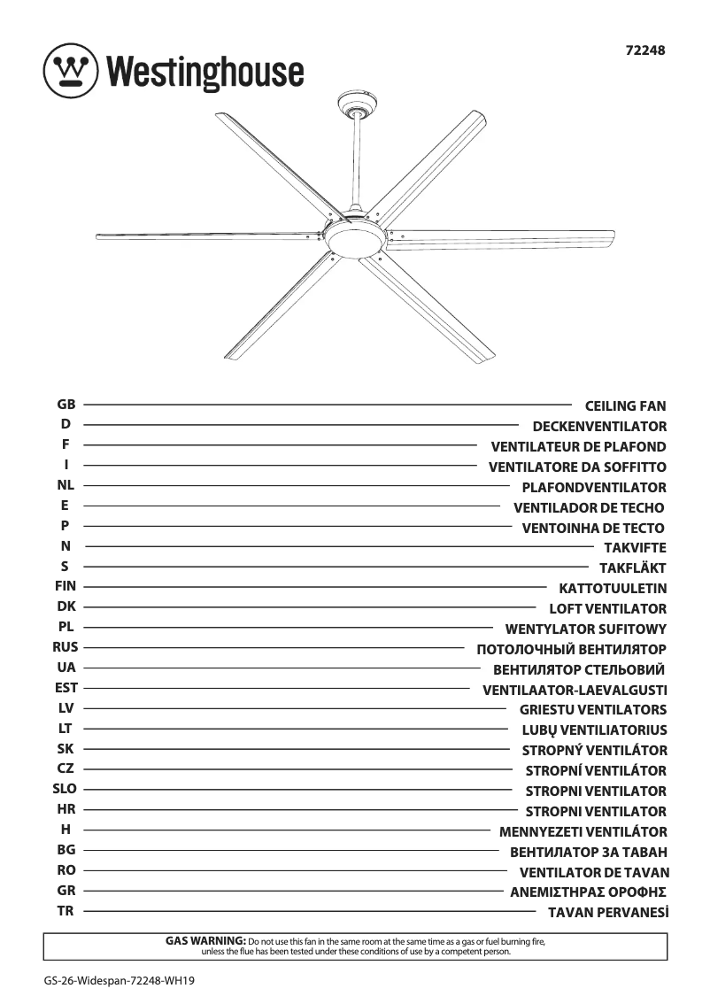Page 1 de la notice Manuel utilisateur Westinghouse 72248