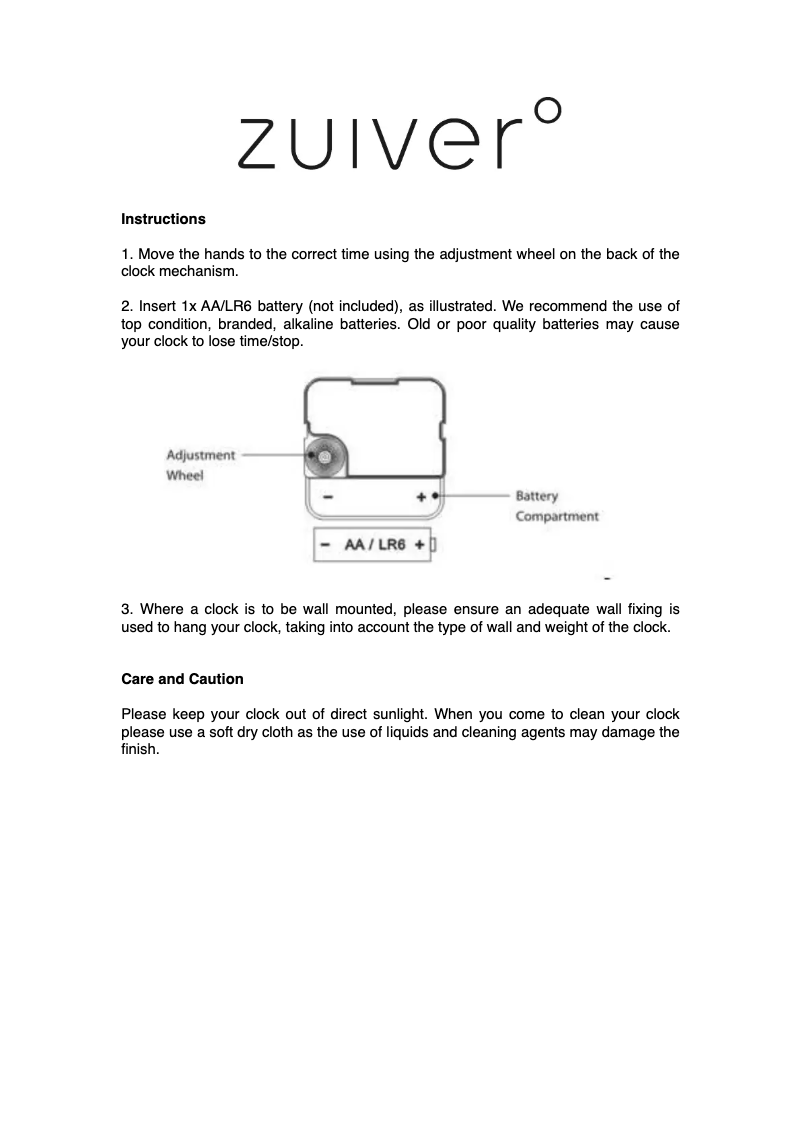 Page 1 de la notice Manuel utilisateur Zuiver Cute