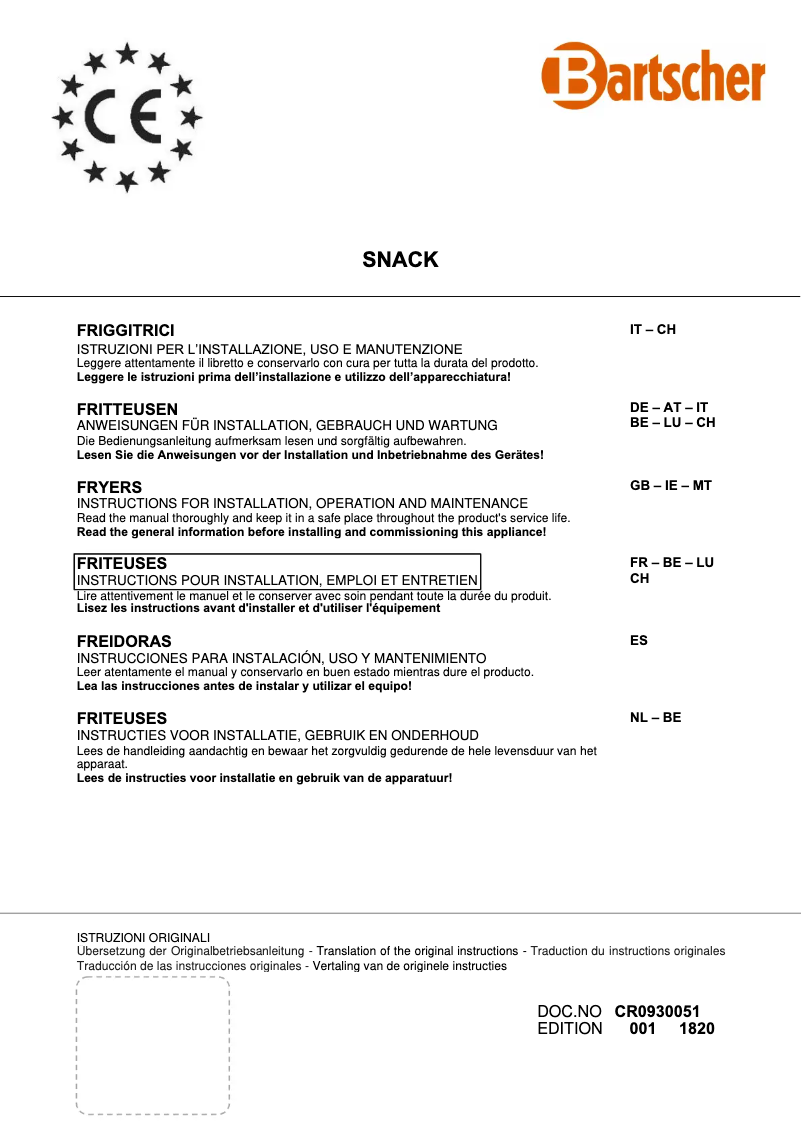 Page n°1 - Manuel utilisateur Bartscher 1152103