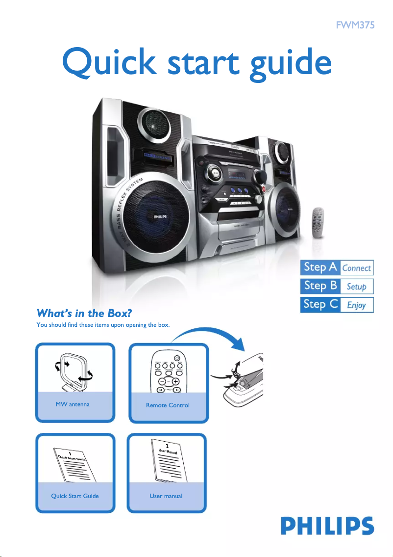 Page n°1 - Guide de démarrage rapide Philips FWM375
