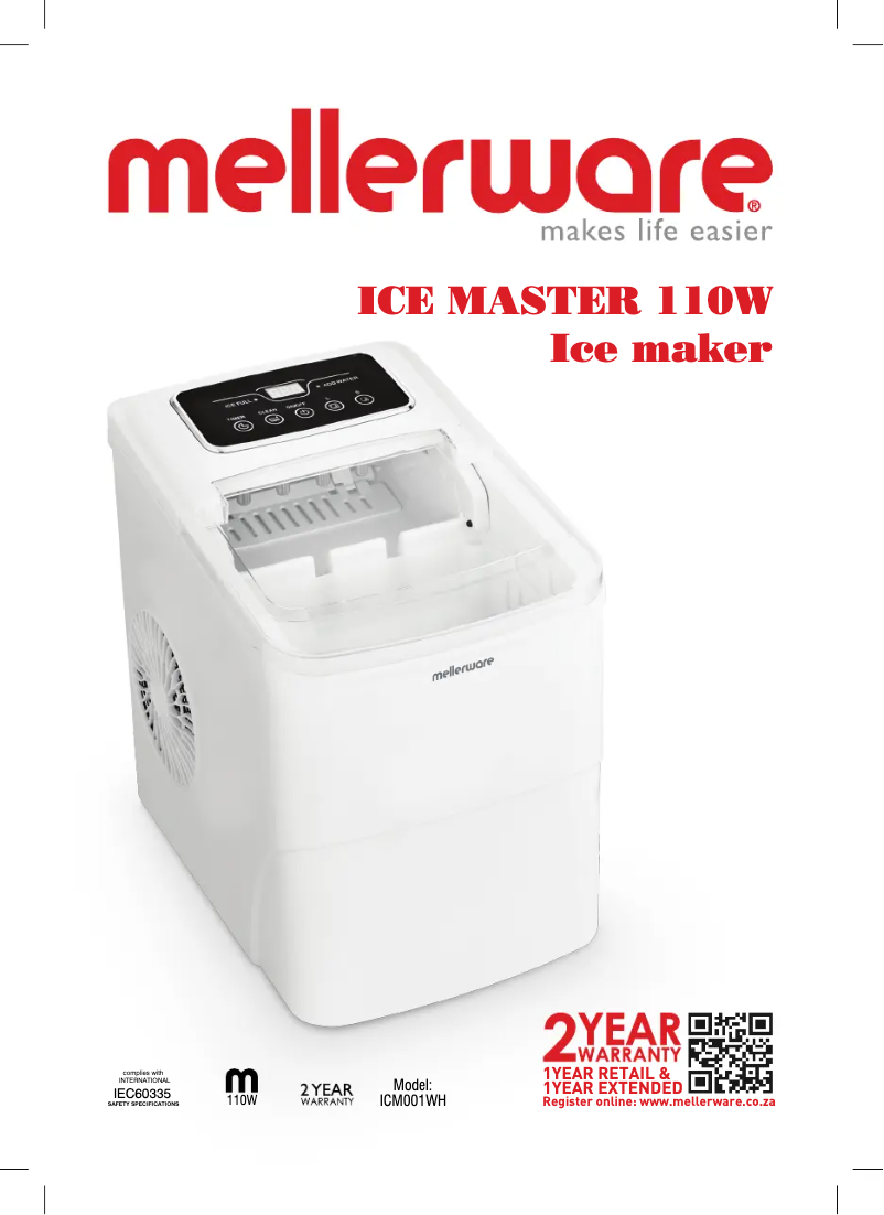 Page n°1 - Manuel utilisateur Mellerware Ice Master ICM001WH