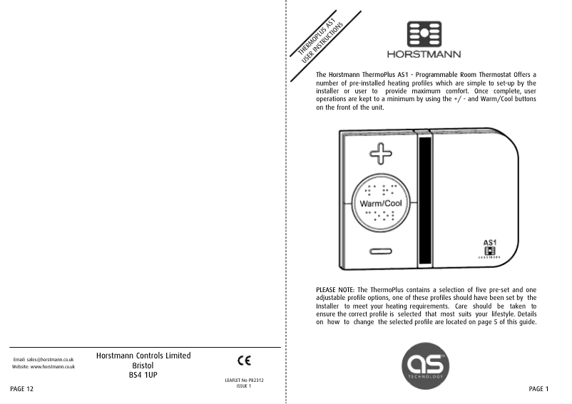 Page n°1 - Manuel utilisateur Horstmann ThermoPlus AS1