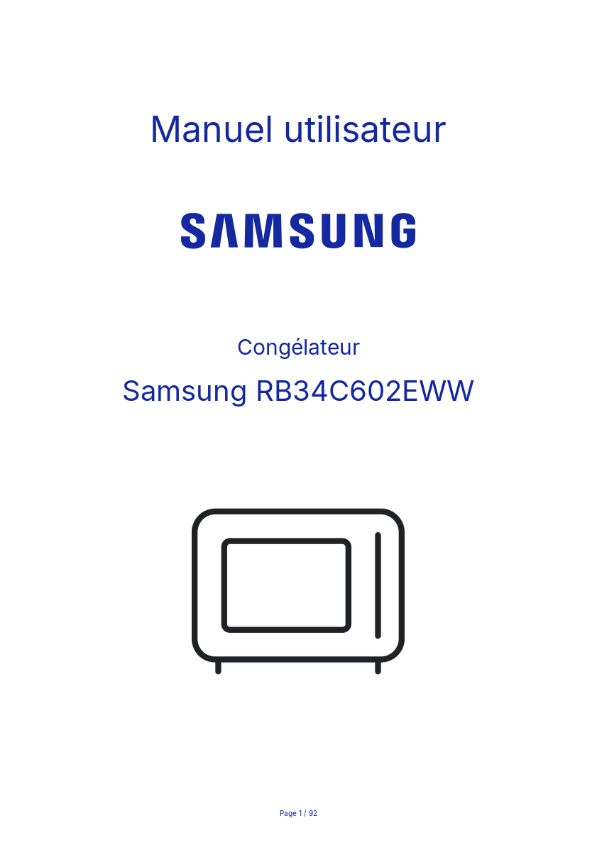 Page n°1 - Manuel utilisateur Samsung RB34C602EWW