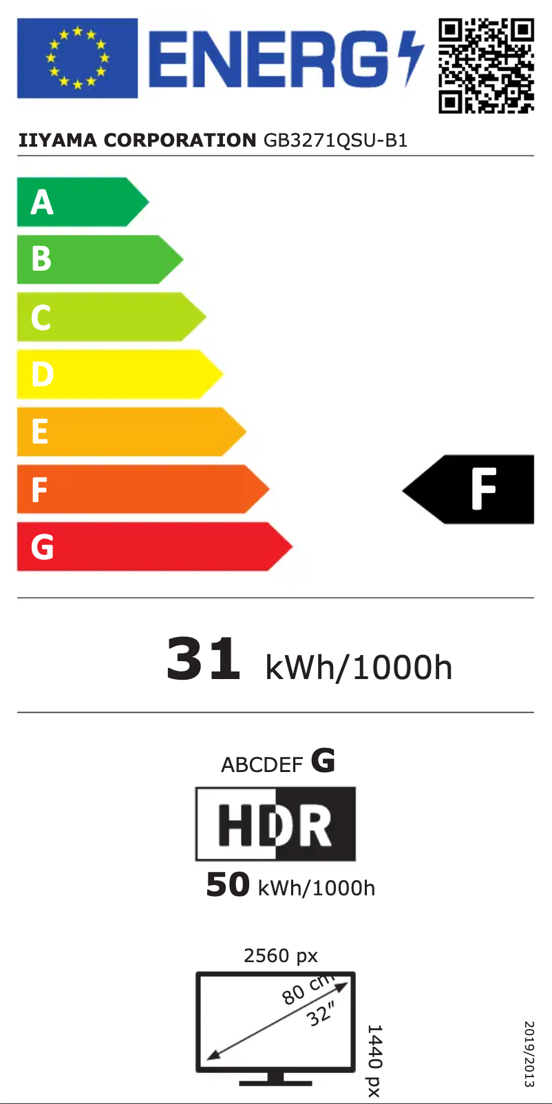 Page n°1 - Label énergétique Iiyama G-Master GB3271QSU