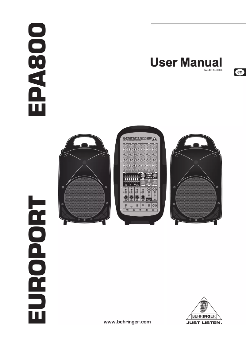 Page n°1 - Manuel utilisateur Behringer Europort EPA800