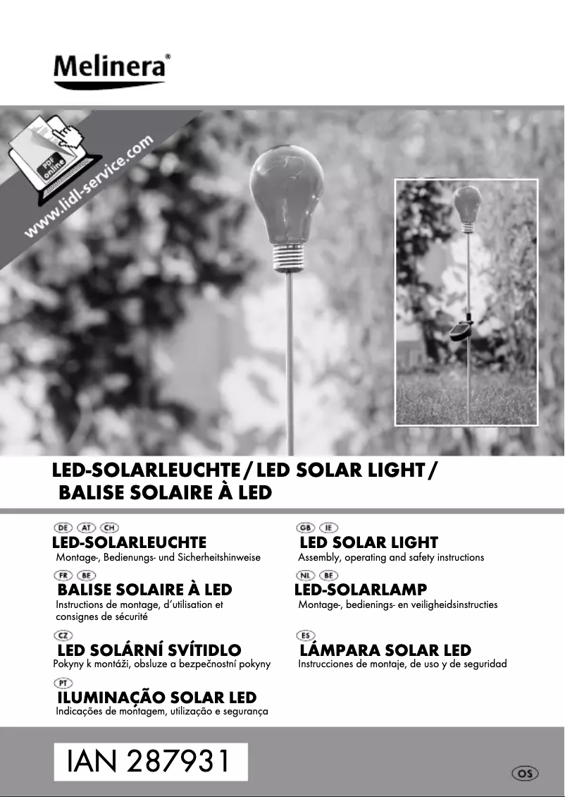 Page 1 de la notice Manuel utilisateur Melinera IAN 287931