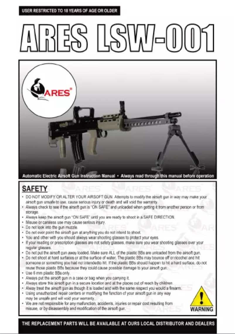 Page 1 de la notice Manuel utilisateur Ares LSW-001