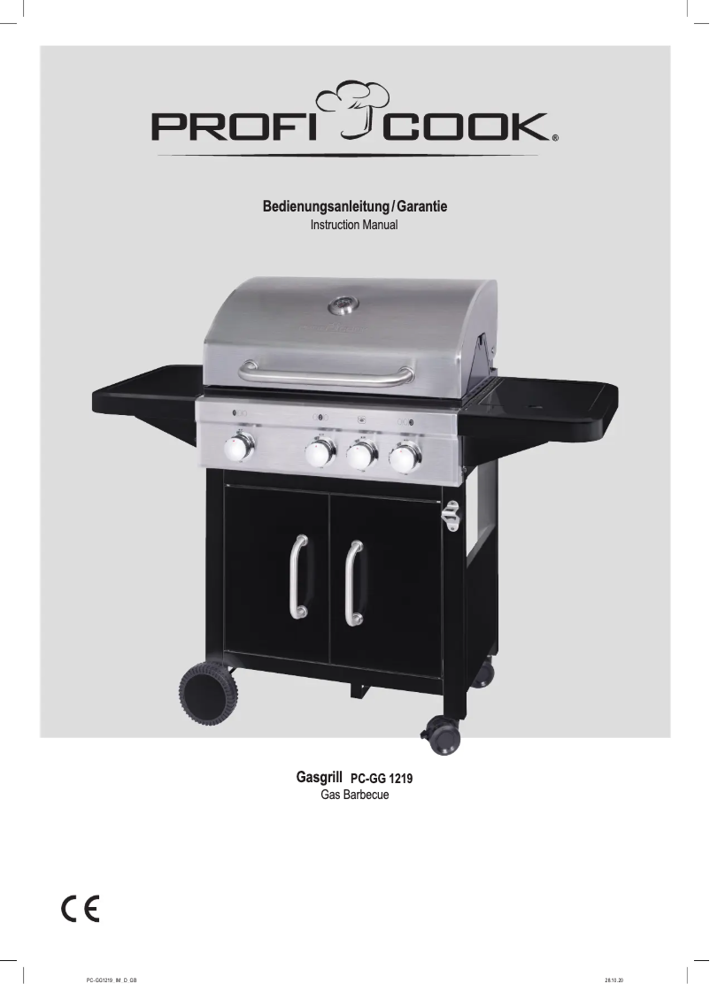 Page 1 de la notice Manuel utilisateur ProfiCook PC-GG 1219