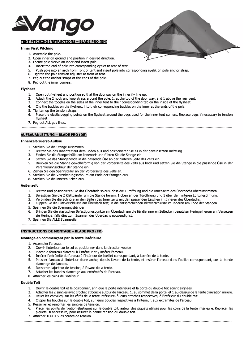 Image de la première page du manuel de l'appareil Blade Pro 200