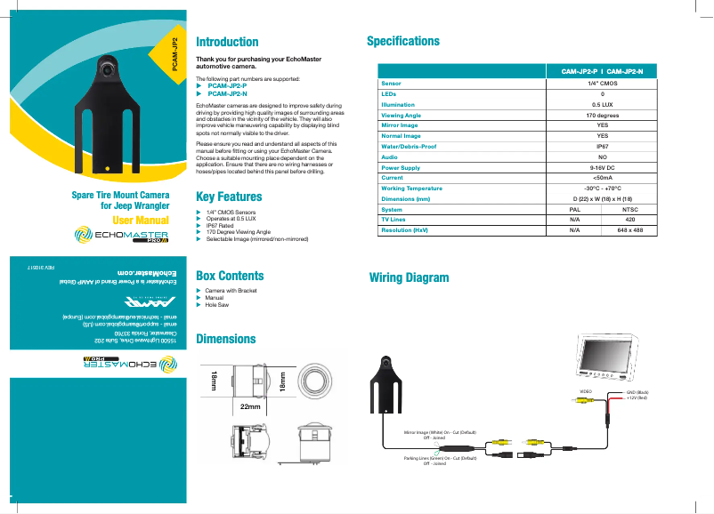 Page 1 de la notice Manuel utilisateur EchoMaster PCAM-JP2-N