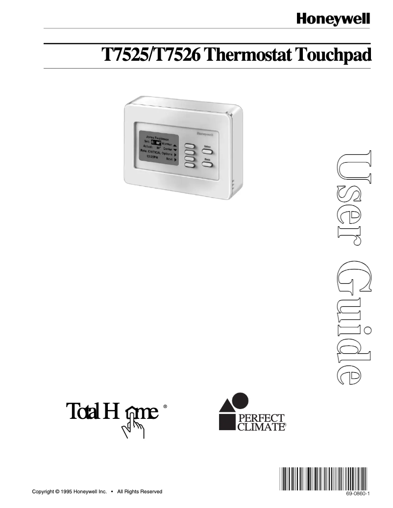 Page 1 de la notice Manuel utilisateur Honeywell T7525