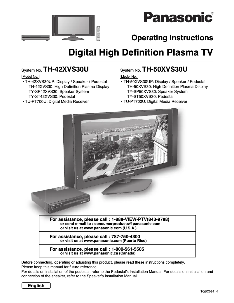 Page 1 de la notice Manuel utilisateur Panasonic Viera TH-50XVS30