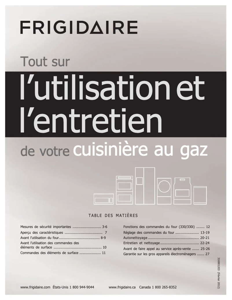 Page n°1 - Manuel utilisateur Frigidaire DGGF3042KF