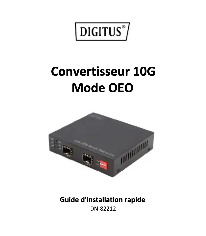 Page 1 de la notice Manuel utilisateur Digitus DN-82212