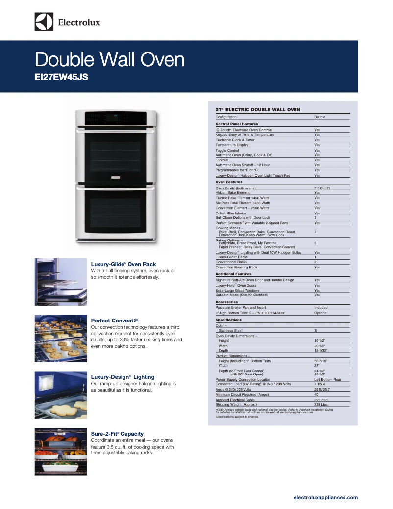 Page n°1 - Fiche technique Electrolux EI27EW45JS