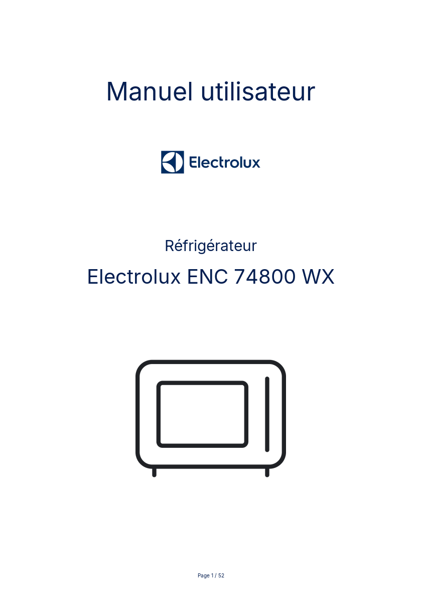 Page n°1 - Manuel utilisateur Electrolux ENC 74800 WX