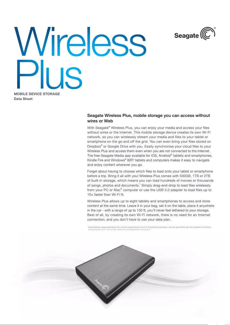 Page n°1 - Fiche technique Seagate Wireless Plus