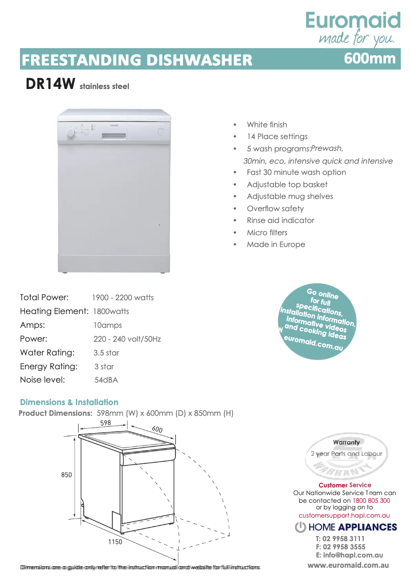 Image de la première page du manuel de l'appareil DR14W