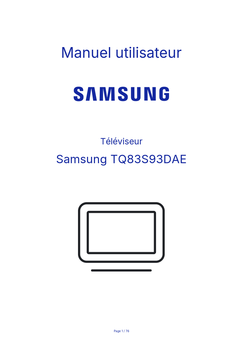 Page n°1 - Manuel utilisateur Samsung TQ83S93DAE