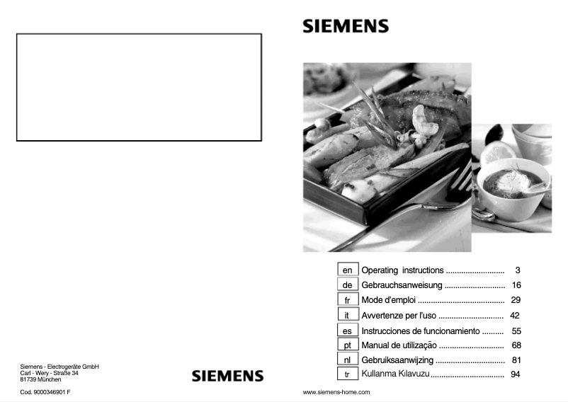 Page 1 de la notice Guide d'installation Siemens ES326BB20E