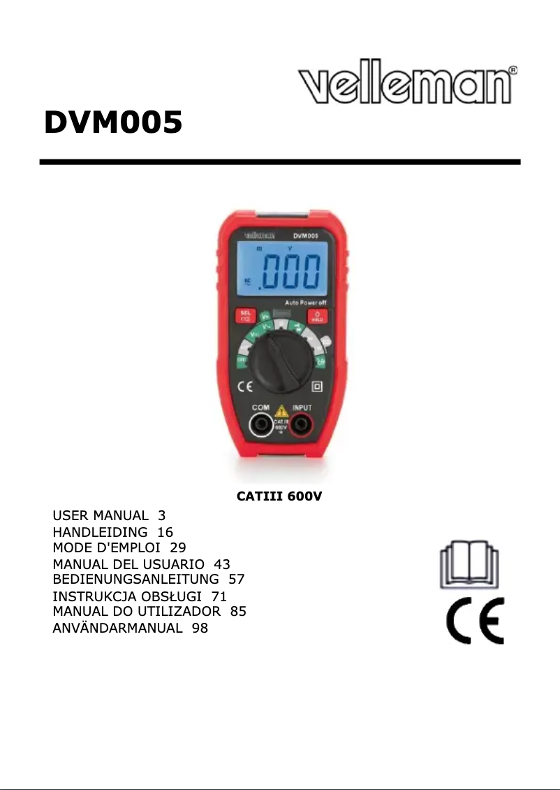 Image de la première page du manuel de l'appareil DVM005