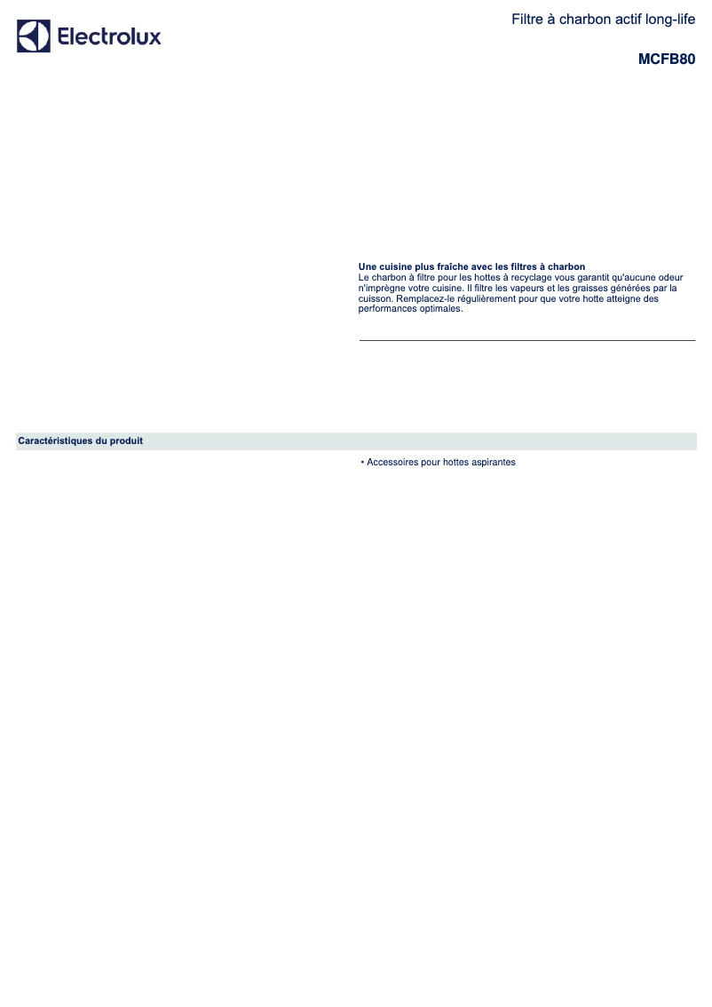 Page n°1 - Manuel utilisateur Electrolux MCFB80
