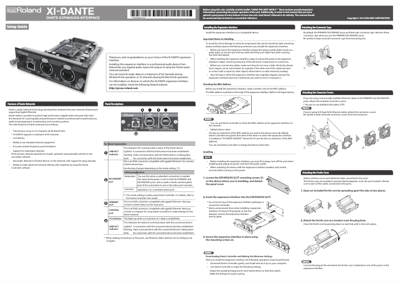 Page n°1 - Manuel utilisateur Roland XI-DANTE