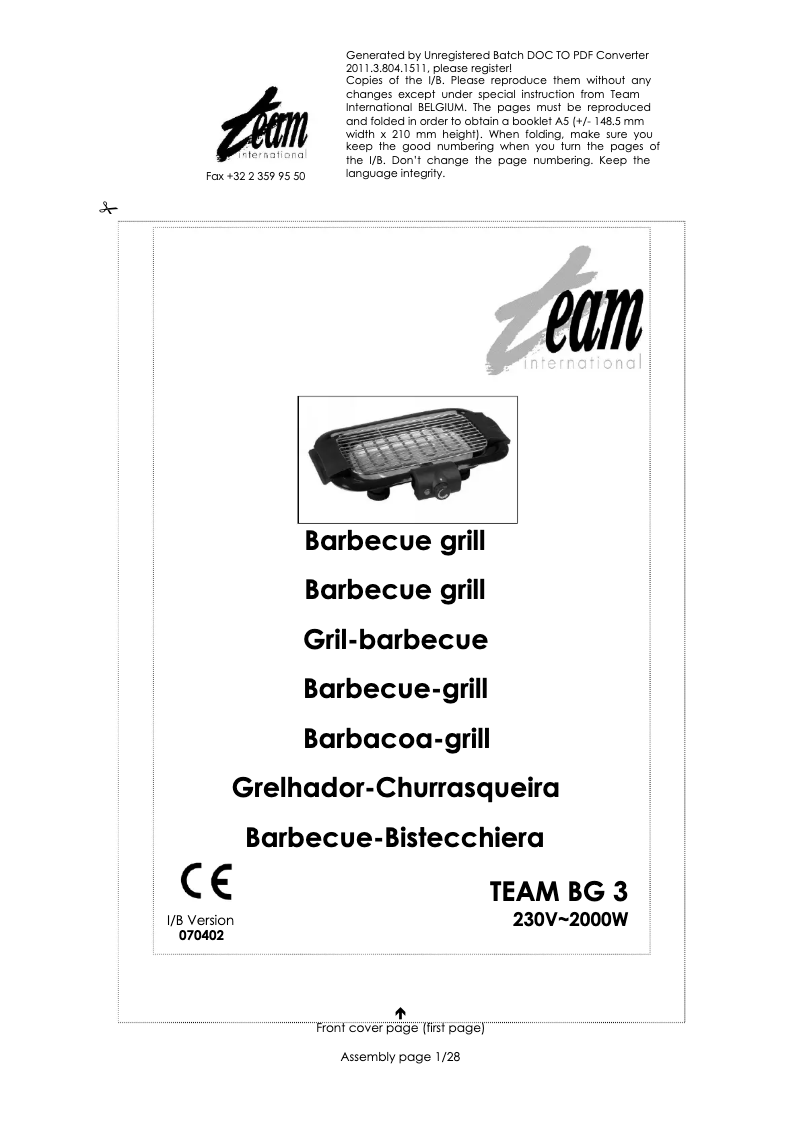 Page n°1 - Manuel utilisateur Team BG 3