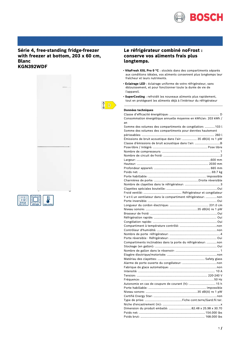 Image de la première page du manuel de l'appareil KGN392WDF