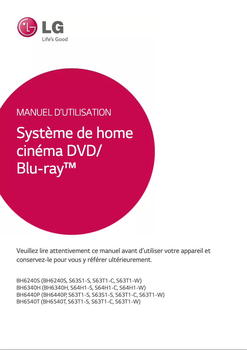 Page n°1 - Manuel utilisateur LG BH6240S