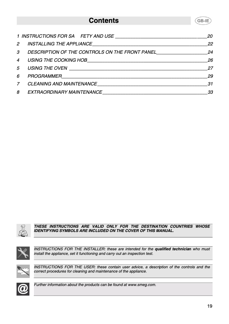 Page 1 de la notice Manuel utilisateur Smeg SCD91CMX5