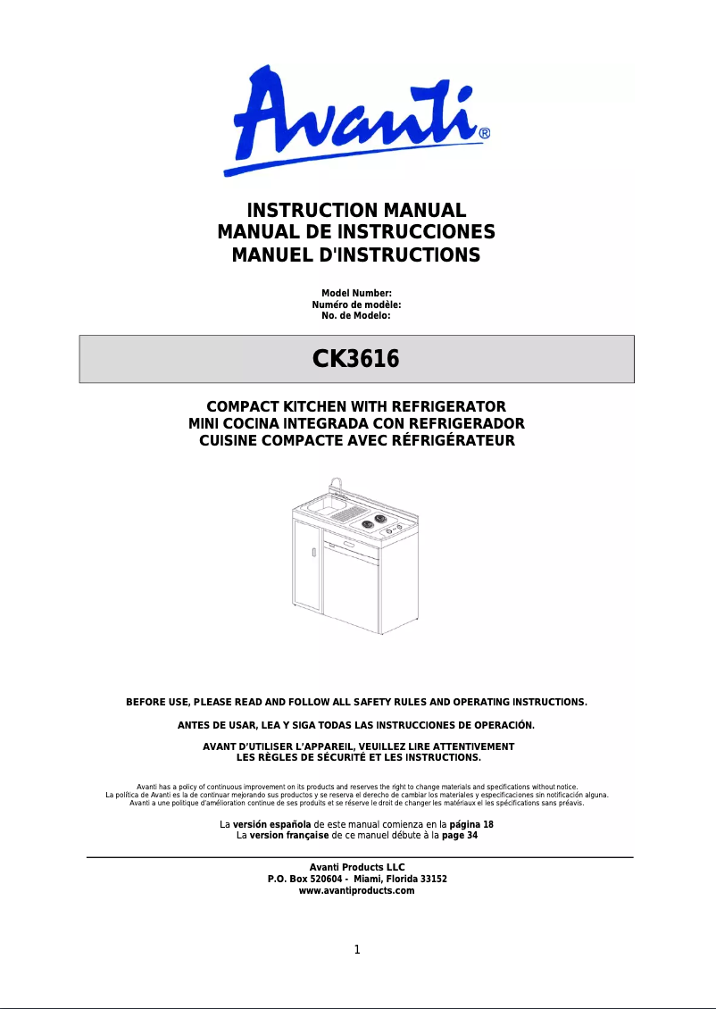 Image de la première page du manuel de l'appareil CK3616