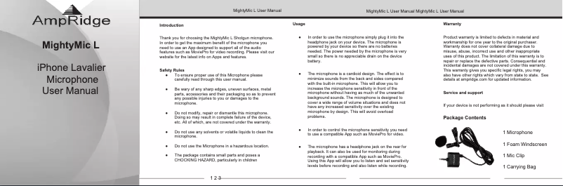 Imagen de la primera página del manual del dispositivo MightyMic L